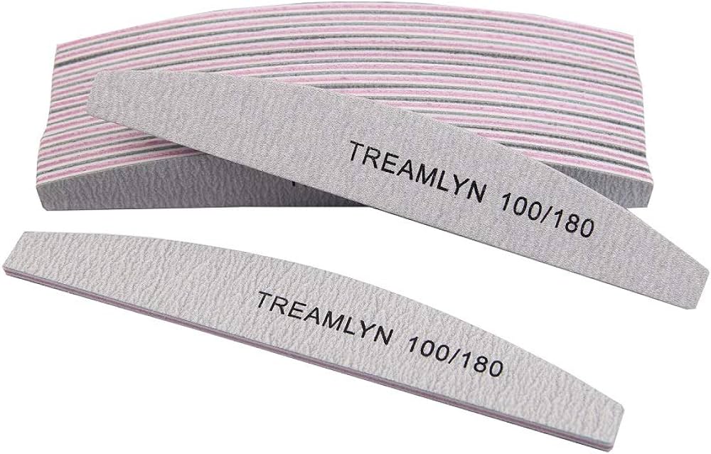 10 Pcs Nail File Set 100/180 Grit for Acrylic & Natural Nails - Heavy Duty Manicure Tools