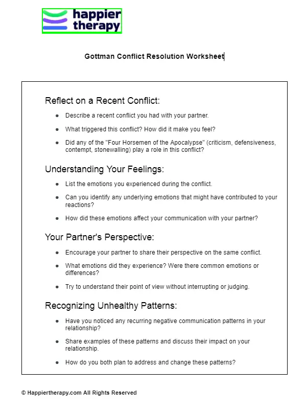 Argue Less, Love More: The Gottman Conflict Resolution Worksheet Guide