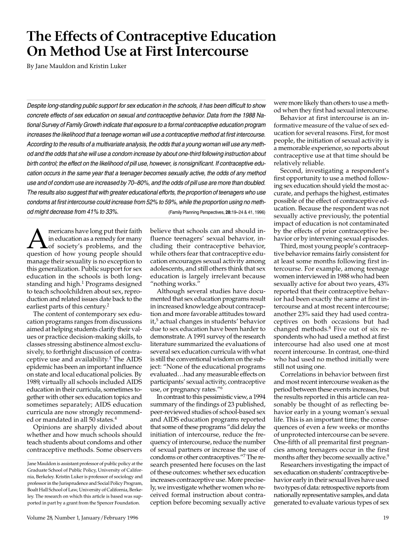 Would Birth Control Education Be a Research Thesis? Exploring the Possibilities!