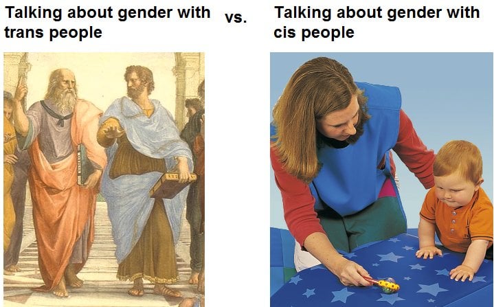 Talking about gender with trans vs cis people meme why are the discussions so different