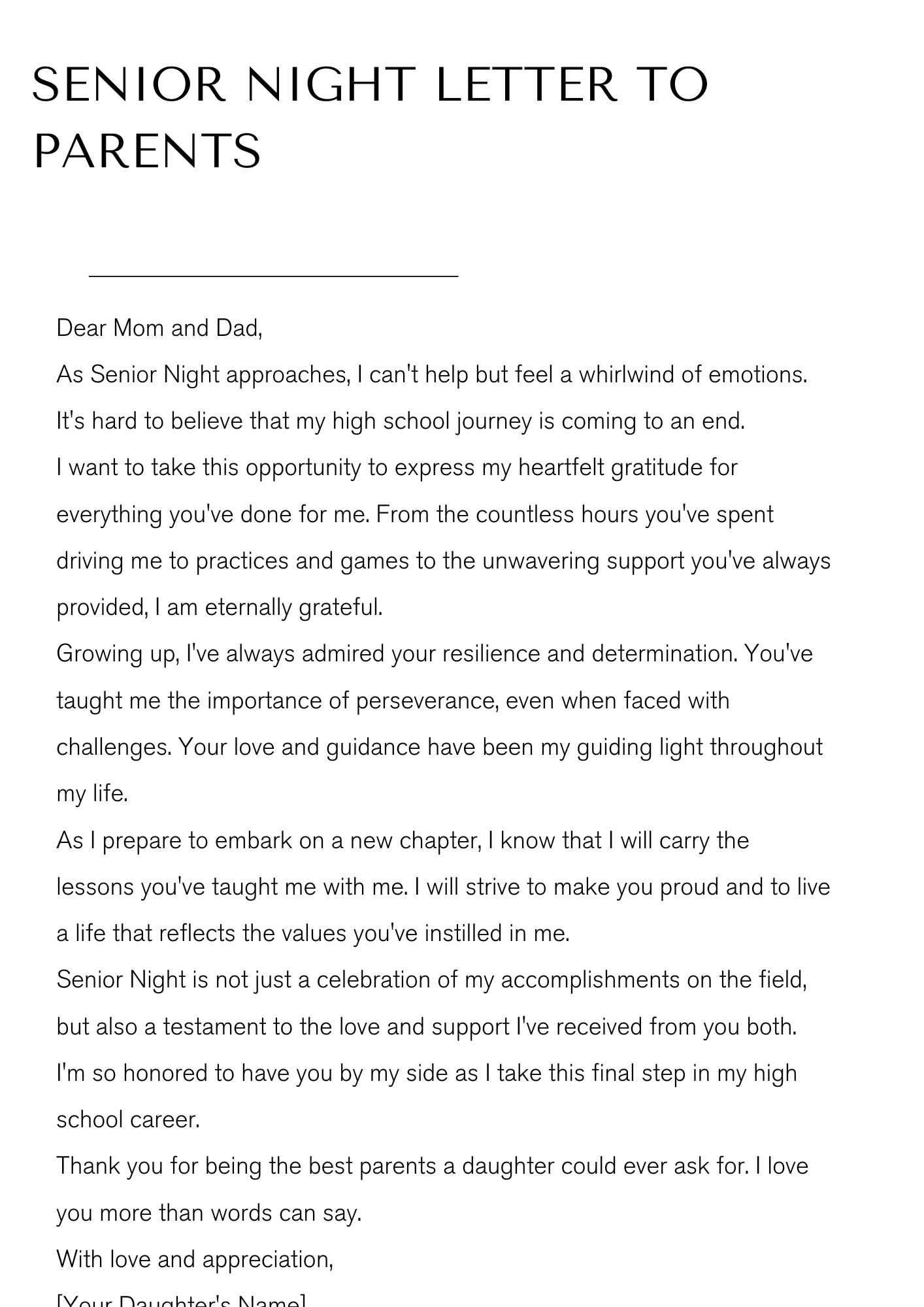 Need ideas on what to write to your parents for senior night?Tips for heartfelt messages!