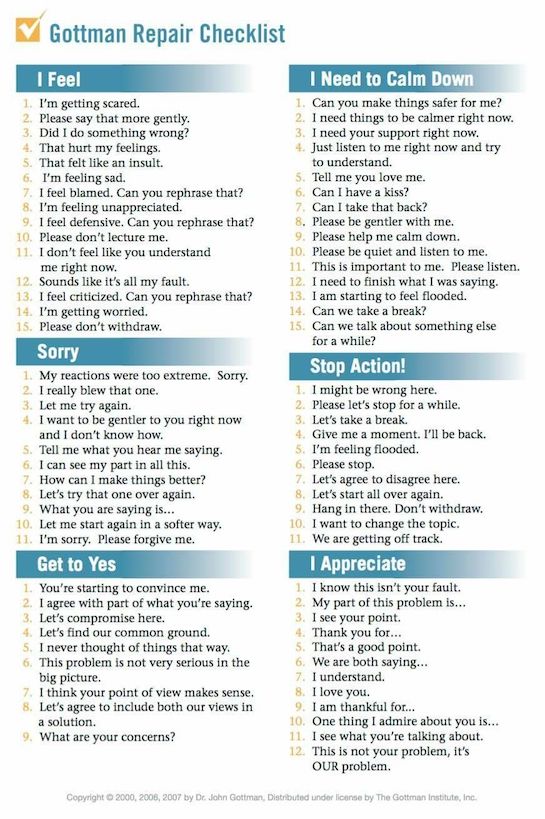 Free Gottman Repair Checklist Printable: Improve Your Relationship Today!