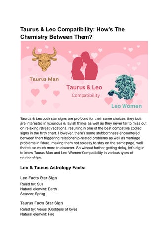 Taurus and Leo Compatibility: A Match Made in Heaven or a Disaster Waiting to Happen?