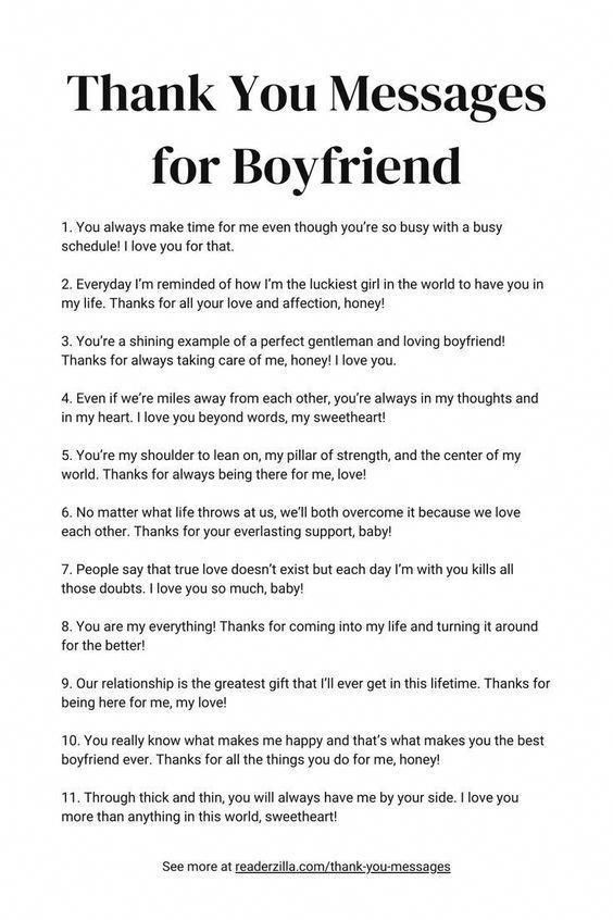 Thank You Sweet Message for Boyfriend: Cute Ways to Say Thanks