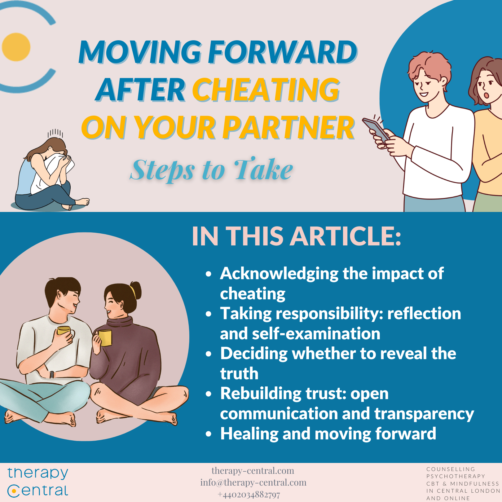 How to get over an infidelity (Simple coping skills you can start using right now to feel better).