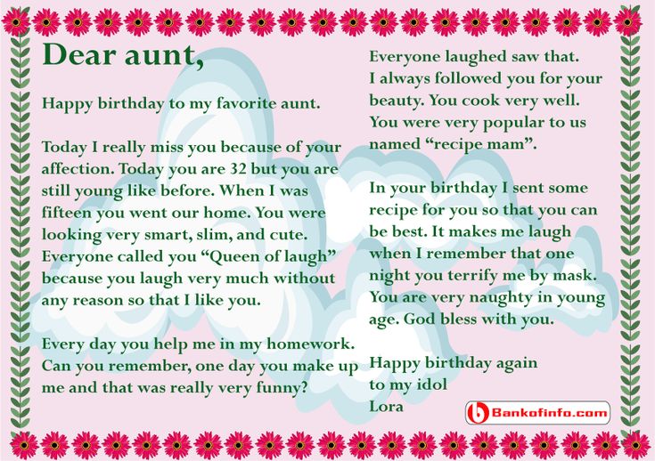 Letter to Aunt from Niece: Making Her Day Special
