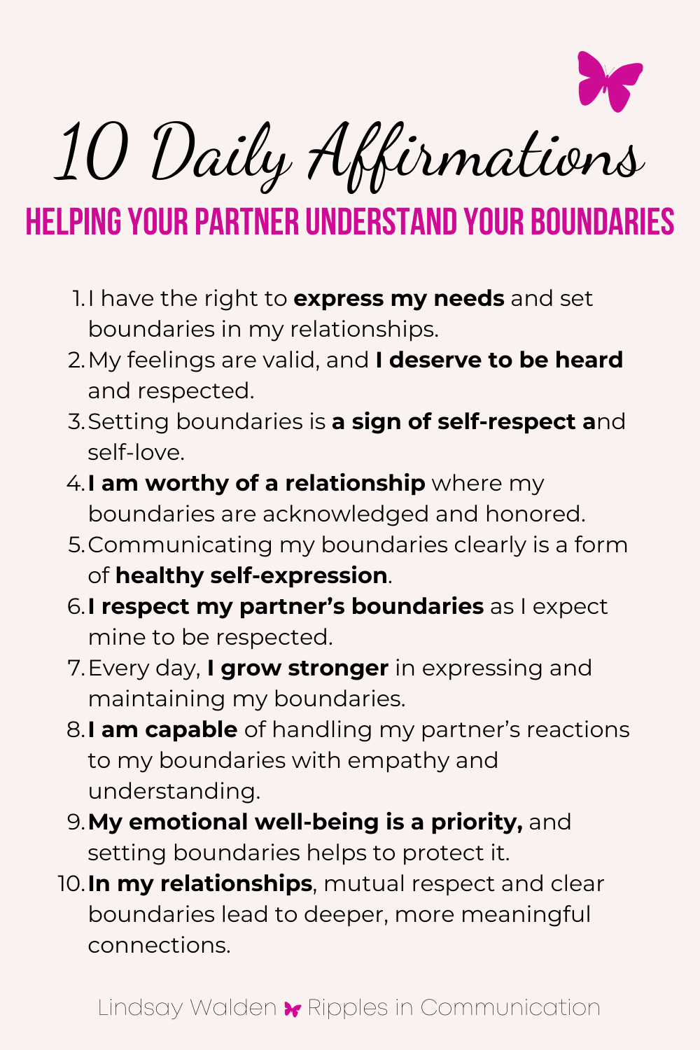Setting expectations from boyfriend: Respect his boundaries.