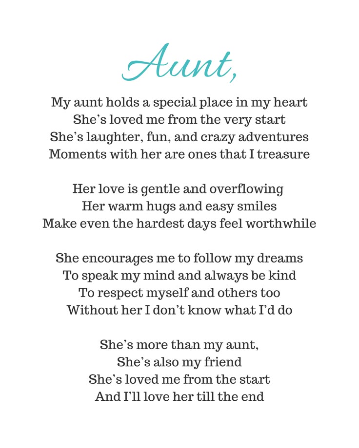 Letter to Aunt from Niece: Making Her Day Special
