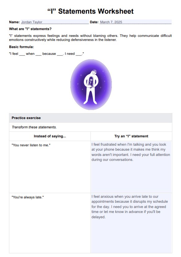 Why is an i statements worksheet a great tool for couples? (Learn to share feelings openly and resolve conflicts constructively together)