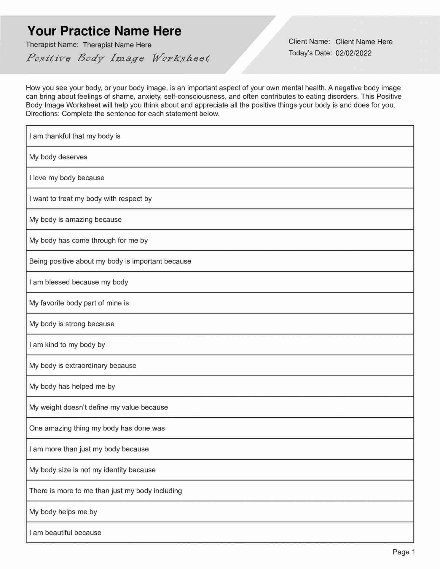 Download Your Body Image Therapy Worksheet: Get Started Now