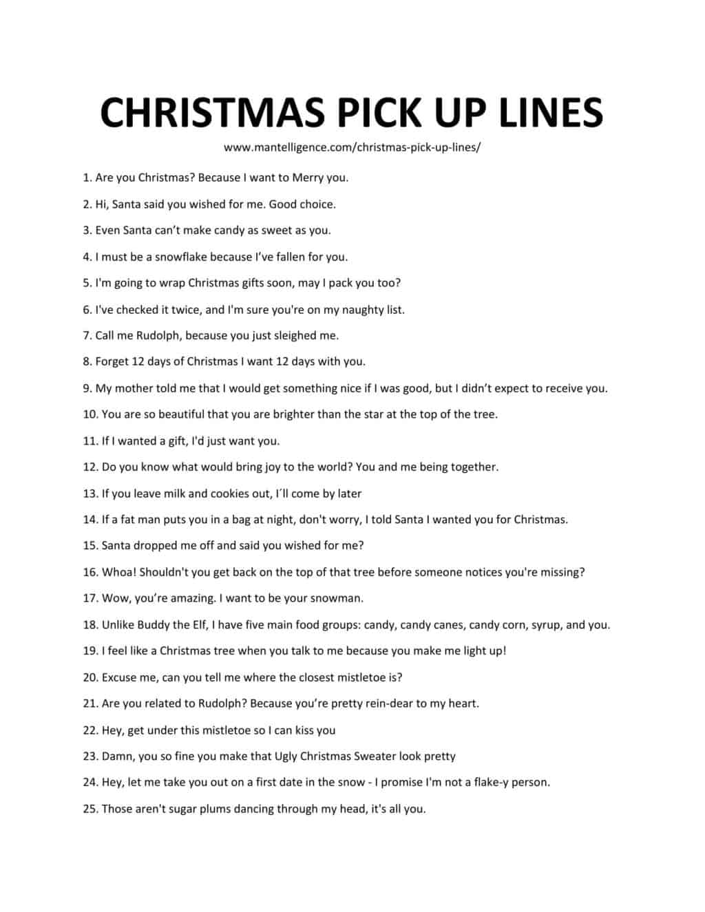 Christmas Pick Up Lines Cute Cheesy Ways to Ask for a Date